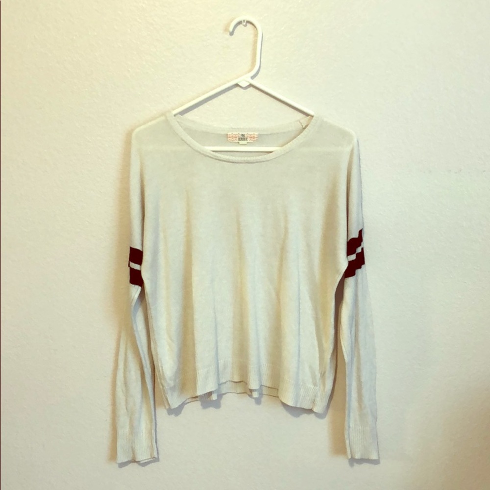 Long sleeve racing stripe sweater